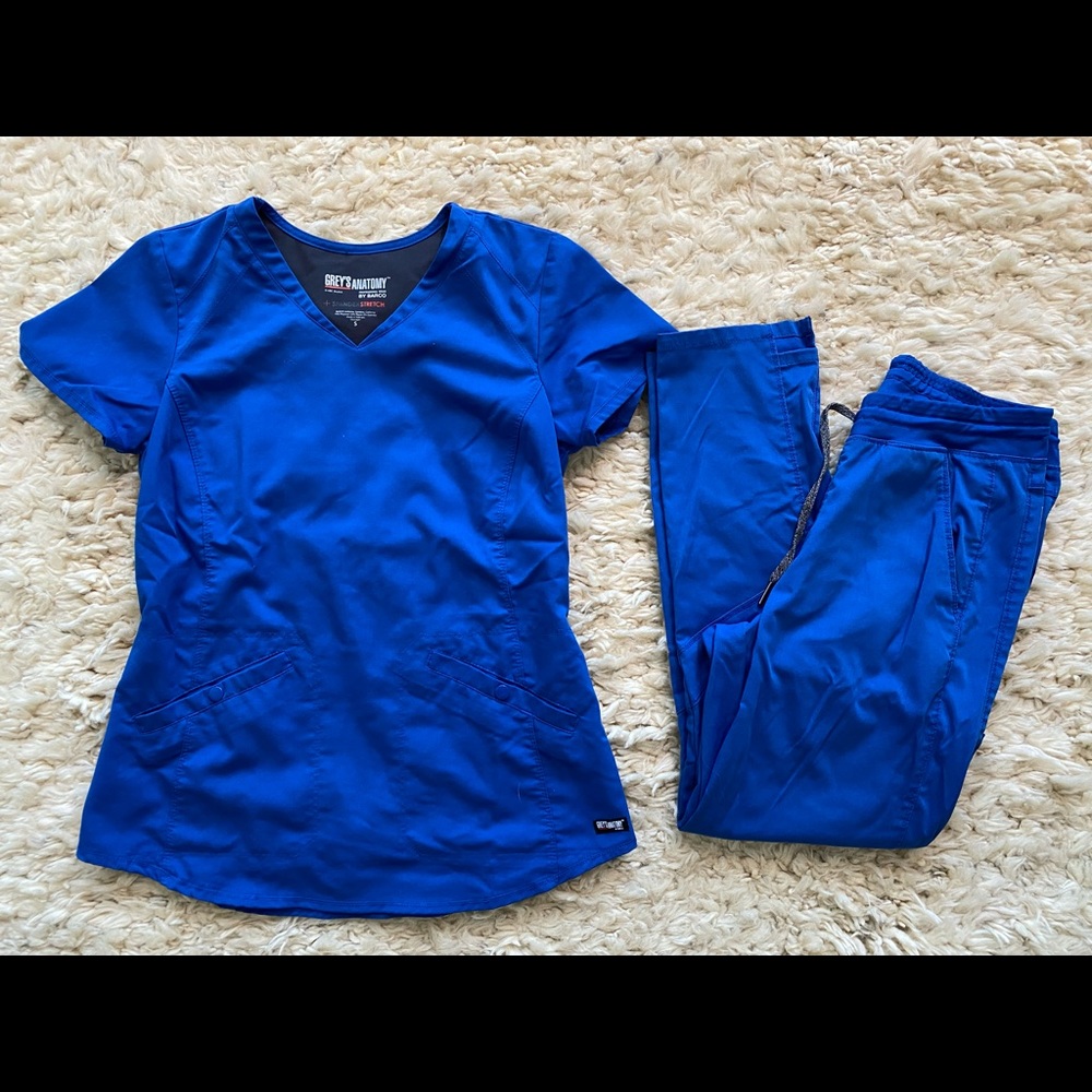Grey’s Anatomy Spandex Stretch Royal Blue Scrub Set